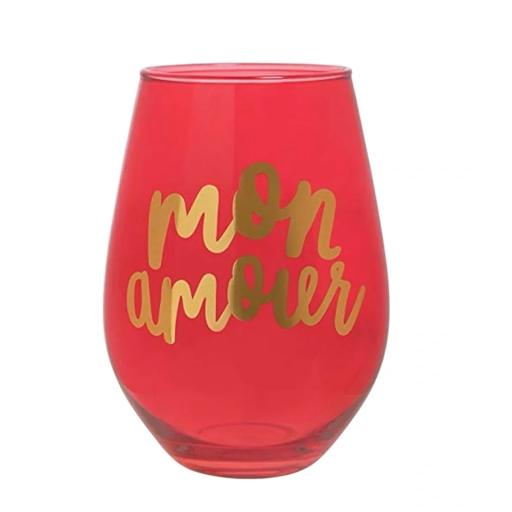 Slant Collections Jumbo Stemless Wine Glass, 30-Ounce, Monamour | Lot of 3